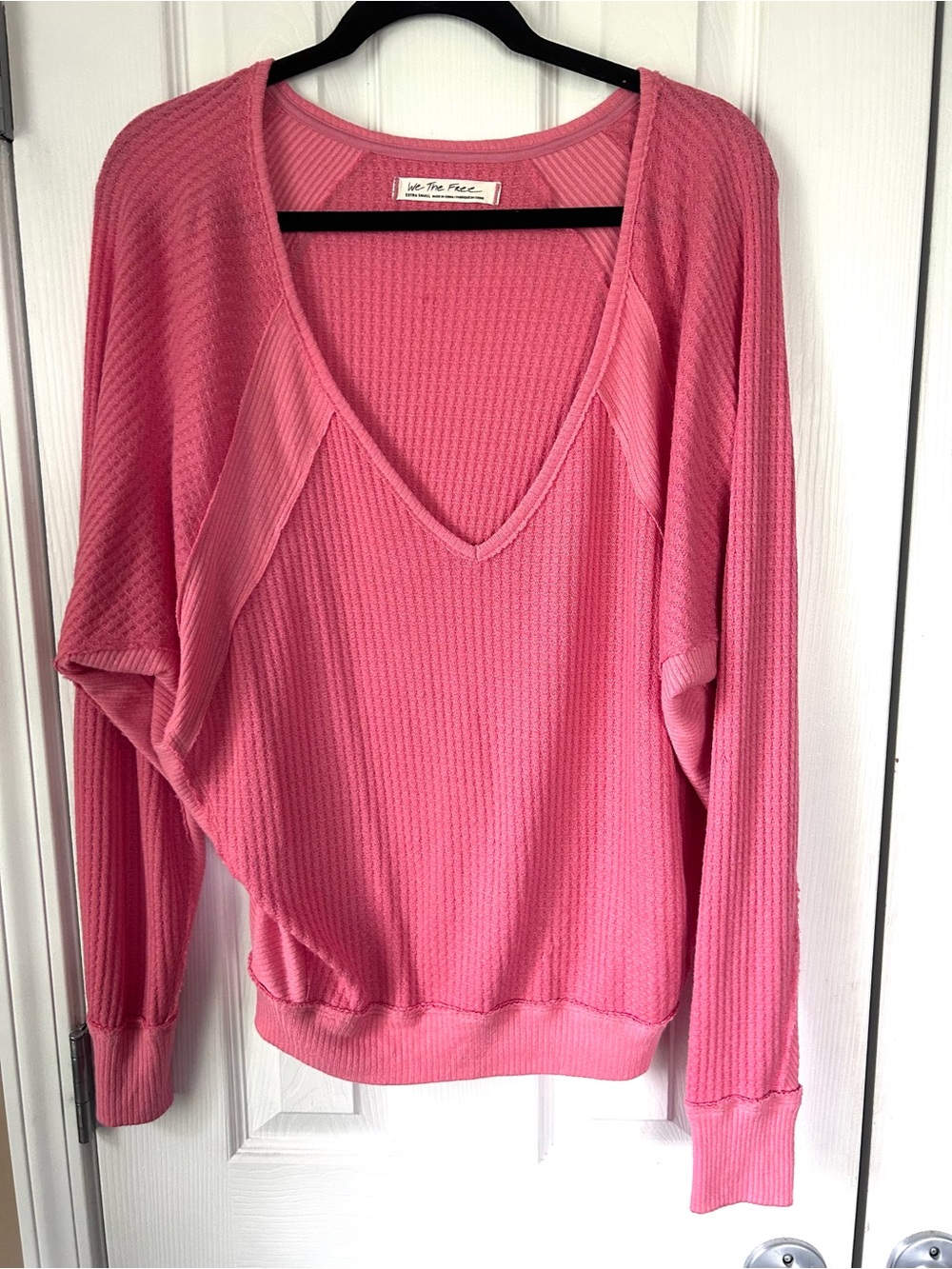 We The Free Free People Pink Thermal V-Neck Top Size XS